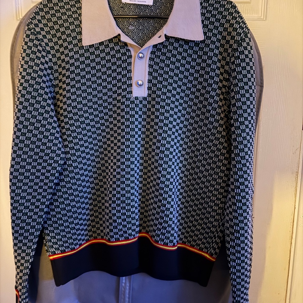 Wales Bonner Valley Knitted Polo Shirt
